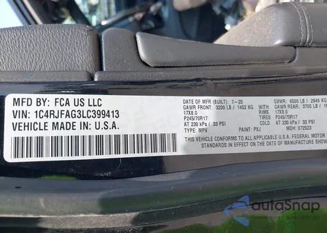 2020 Jeep Grand Cherokee Laredo E 4X4 from USA, damaged, VIN 1C4RJFAG3LC399413